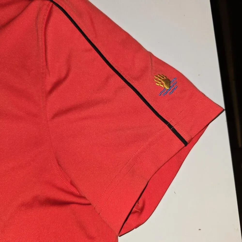 J. Lindeberg L 100% Polyester Regular Golf SS Stretch Button Polo Solid Shirt